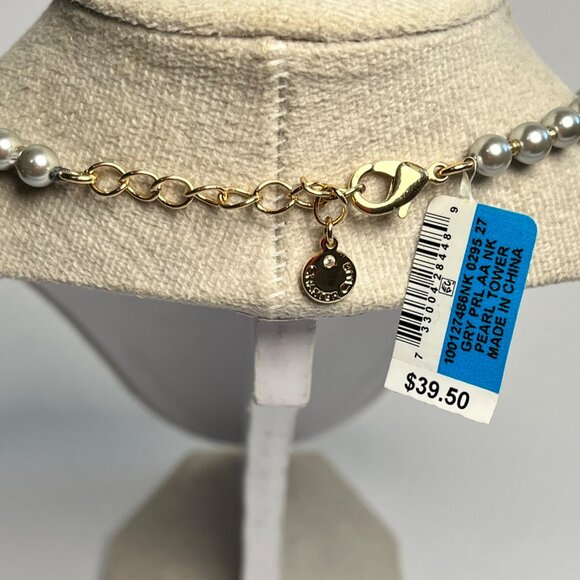 Charter Club Silver and gold Tone Pearl & Crystal Statement Necklace NEW - Picture 3 of 4